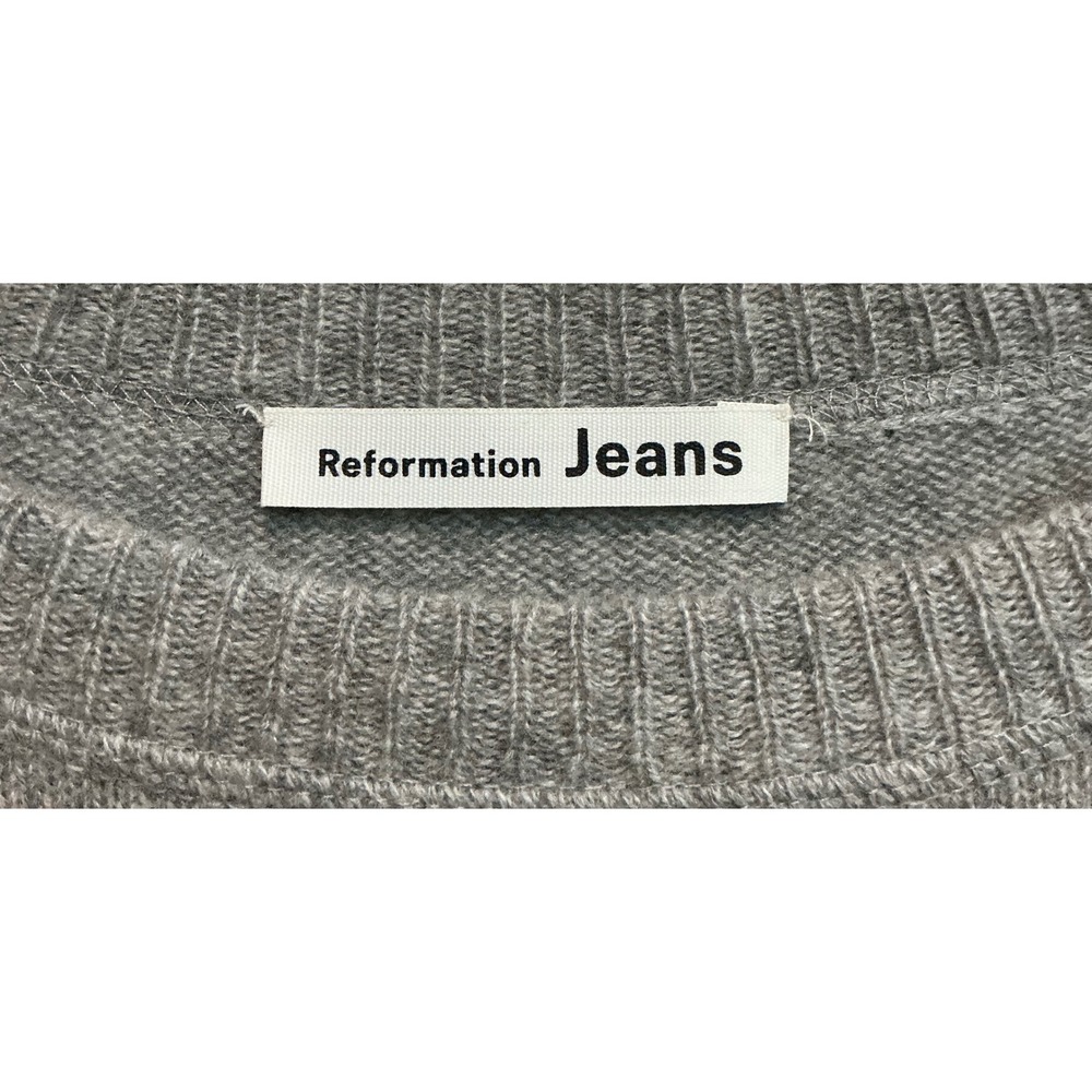 Reformation Cashmere Oversized Striped Boyfriend Sweater Grey Tan XS - Picture 3 of 5